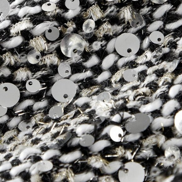 Dark Grey Women's Elegant Premium Tweed Sequins Overcoat with Peak Collar - Picture 8 of 11